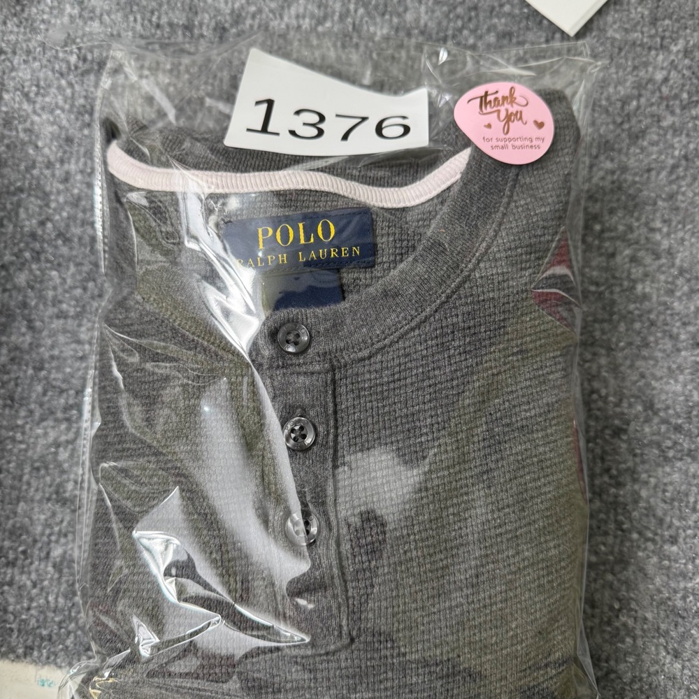 Polo Ralph Lauren Henley Shirt Mens XL Waffle Knit Cotton Regular Fit Gray - Picture 7 of 7